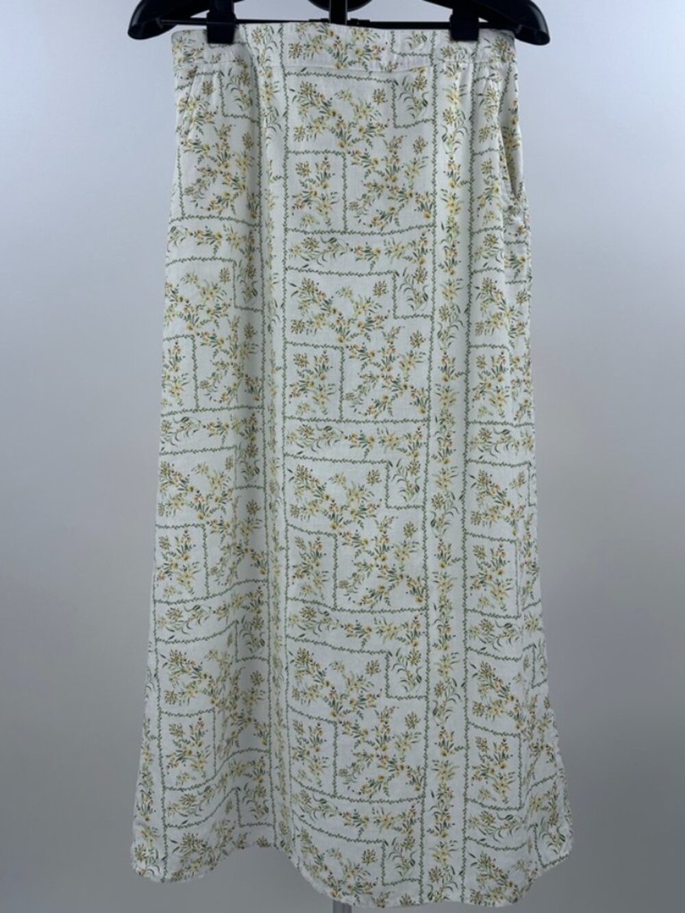 Joie Floral Linen Maxi Skirt Women Large Boho Pull On Cottagecore EUC